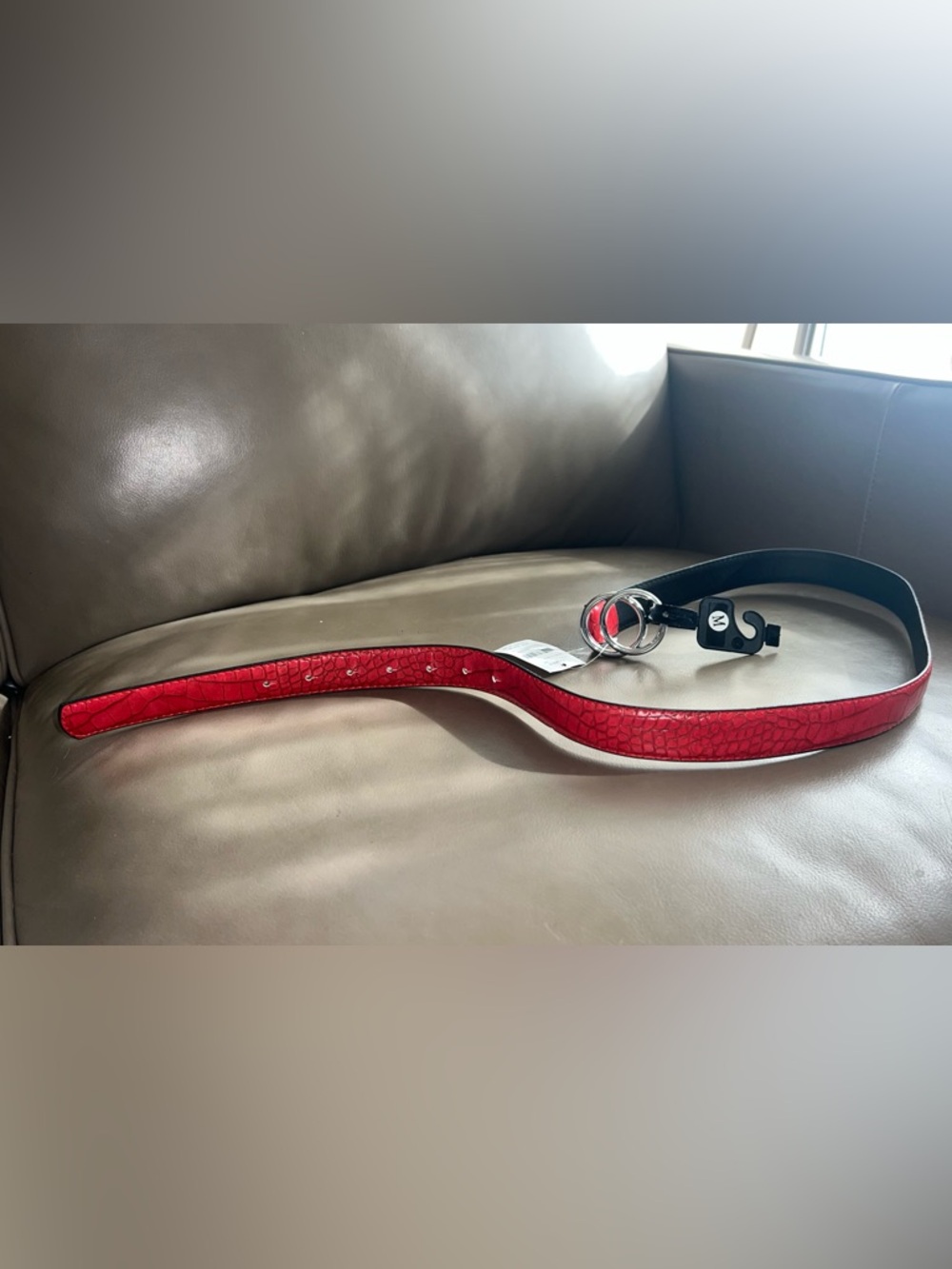 Red ♥️ Crocodile 🐊 Textured Belt with Double Silver Rings